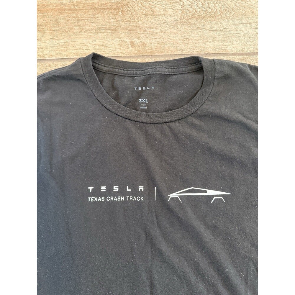 Tesla Texas crash track T-shirt 3xl Cyber truck Elon Short Sleeve Black - Picture 3 of 9